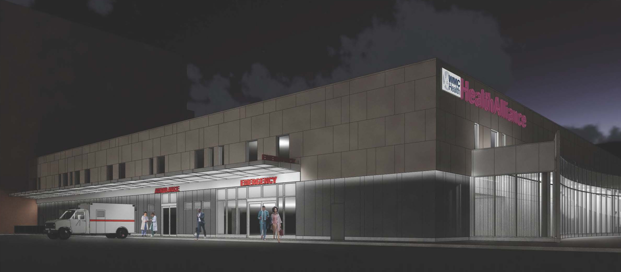Artist Rendering of New HealthAlliance Hospital (Emergency Department Entrance)